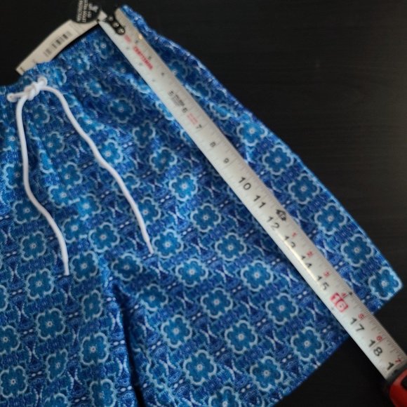 Nicole Miller New York Swim Trunks Men SZ S Liner Blue Graphic Print NWT $50 - Picture 8 of 10